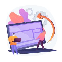 Detachable device technology abstract concept vector illustration. Removable laptop screen, detachable computer keyboard, modular electronics device, demountable technology abstract metaphor.